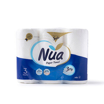 Полотенца бумажные Nua 3 слоя 80 листов 3 рулона, Турция