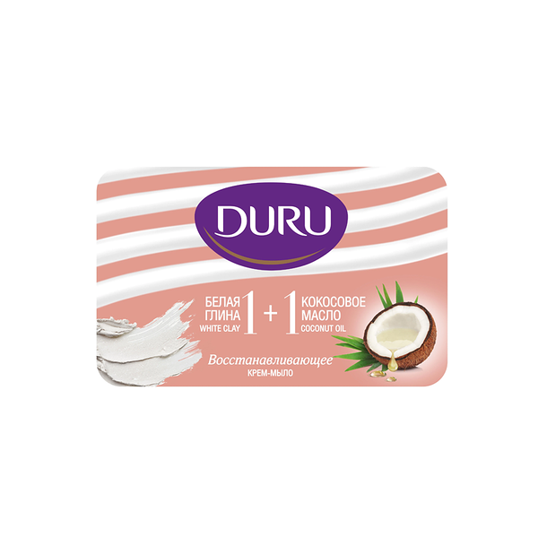 Мыло туалетное Duru 1+1 Белая Глина+Кокосовое Масло 80 г