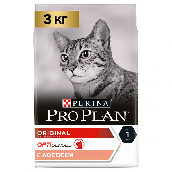 Сухой корм Pro Plan Original  для взрослых кошек от 1 года, с лососем, 3 кг