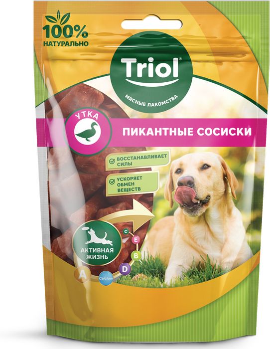 

Лакомство для собак Triol Пикантные сосиски из утки 70 г