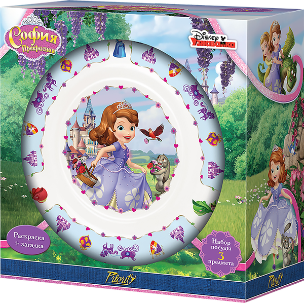 Набор детской посуды DISNEY София 3 предмета, стекло