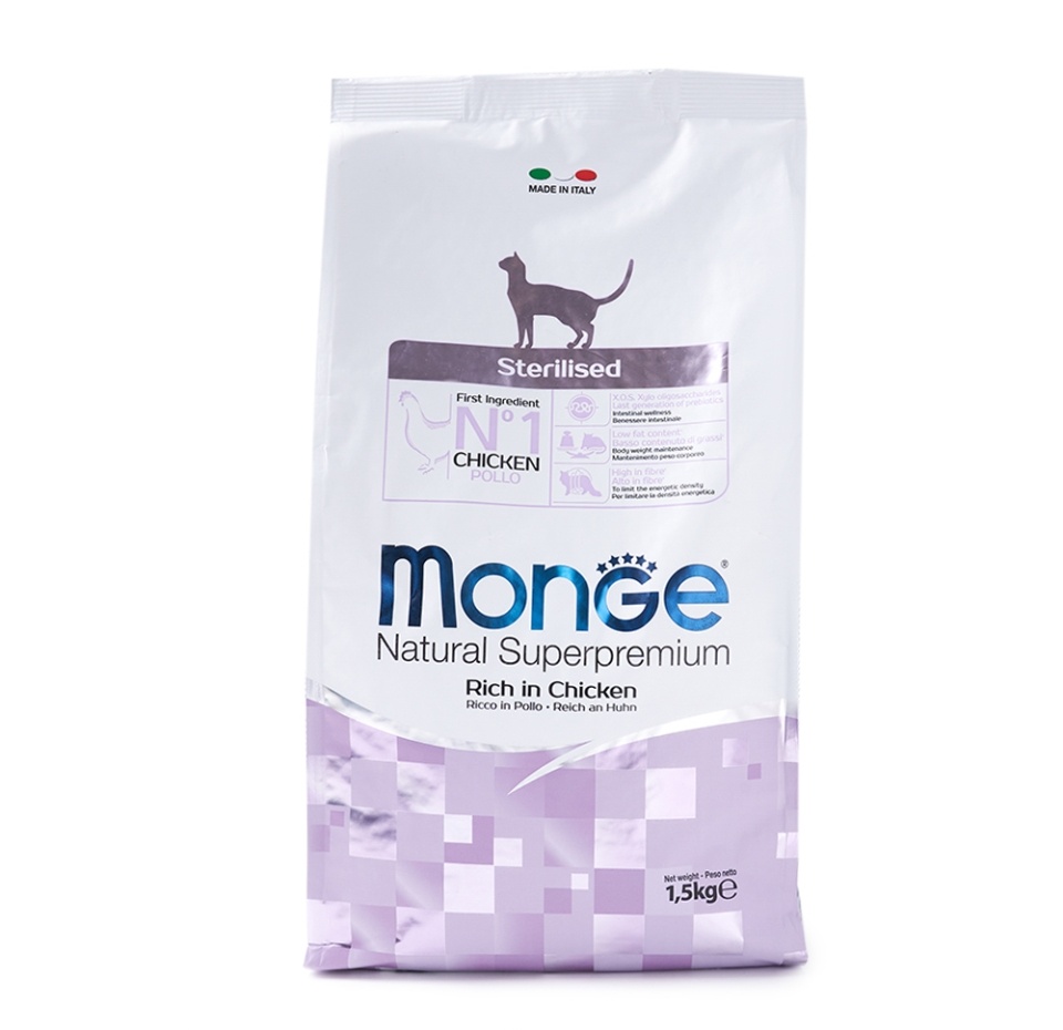 

Сухой корм Monge Cat Daily Line Sterilised для стерилизованных кошек, с курицей 1,5 кг