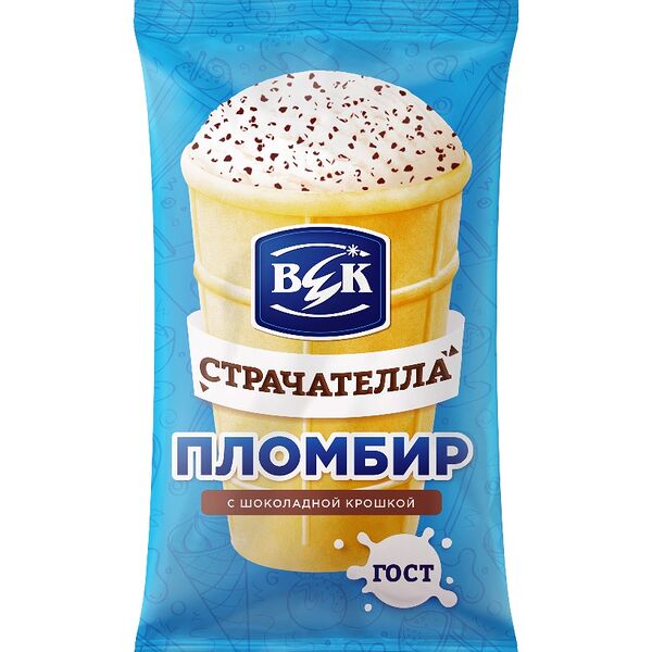 Мороженое БЗМЖ Век Страчателла ваниль/шок.крошка 80г