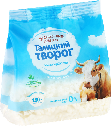 Творог ТАЛИЦКИЙ Традиционный обезжиренный, без змж, 180г