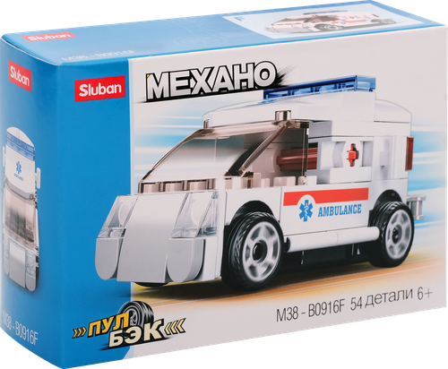 

Конструктор SLUBAN Машина скорой помощи, инерционная, 54 детали Арт. M38-B0916F