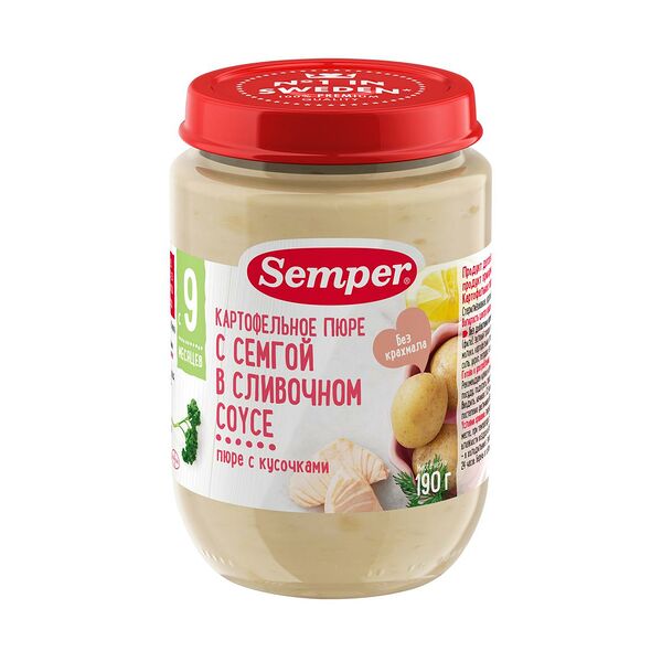 Картофельное пюре Semper с сёмгой в сливочном соусе, с 9 месяцев