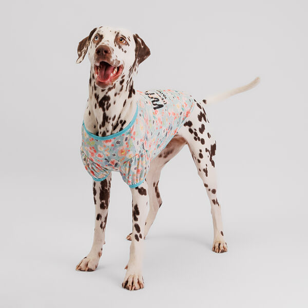 Футболка для собак, 2XL, зеленая с цветочками