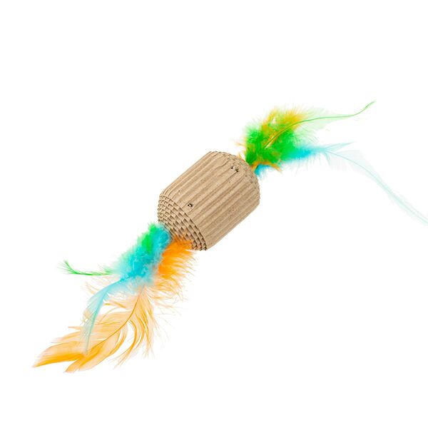 Игрушка для кошек Гофра с перьями 6х4см