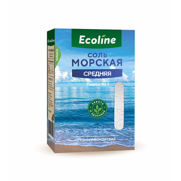 Соль морская «Ecoline» new, помол № 1 фас. 1,0 кг.  (коробка)