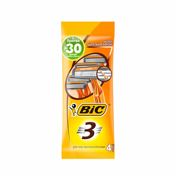 Станок одноразовый для бритья Bic Sensitive 3 лезвия 4 шт