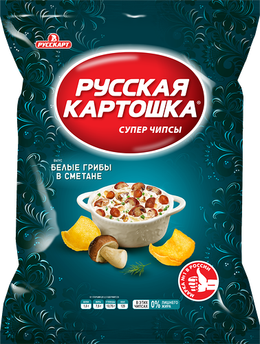 Чипсы картофельные РУССКАЯ КАРТОШКА со вкусом белых грибов в сметане, 105г