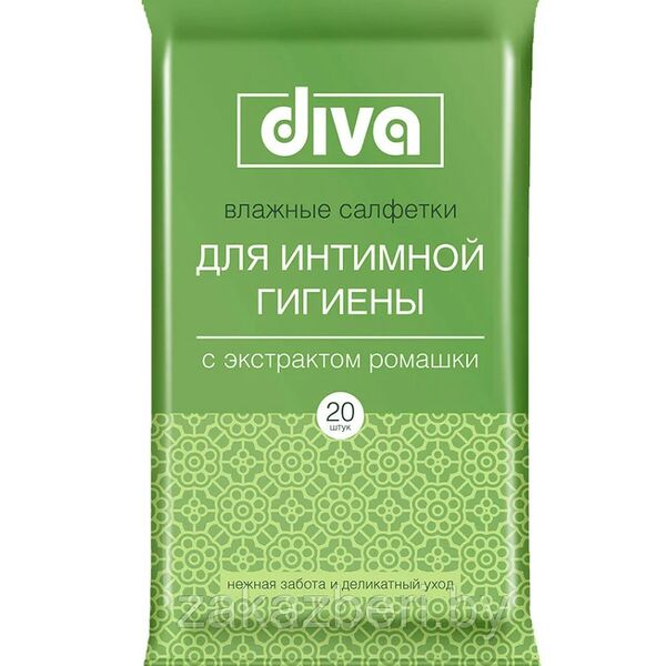 Влажные салфетки для интимной гигиены Diva с экстрактом ромашки 20 шт