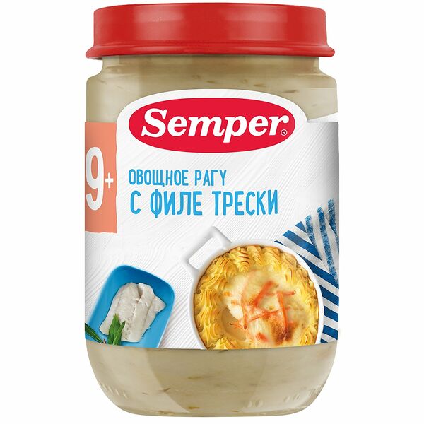 Пюре Semper овощное рагу с филе трески с 12 месяцев