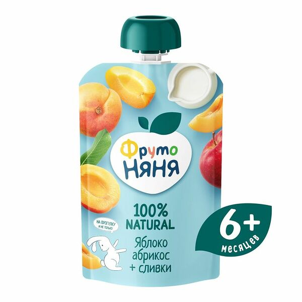 Пюре ФрутоНяня из яблок и абрикосов со сливками, с 6 месяцев