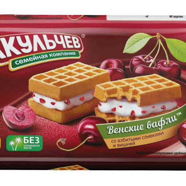 Вафли венские Акульчев Взбитые сливки с вишней 112 г