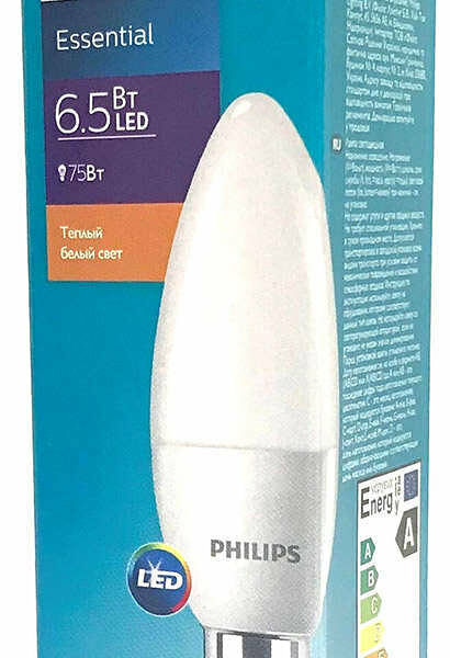 Лампа светодиодная Philips Свеча 6.5Вт E14 теплый свет