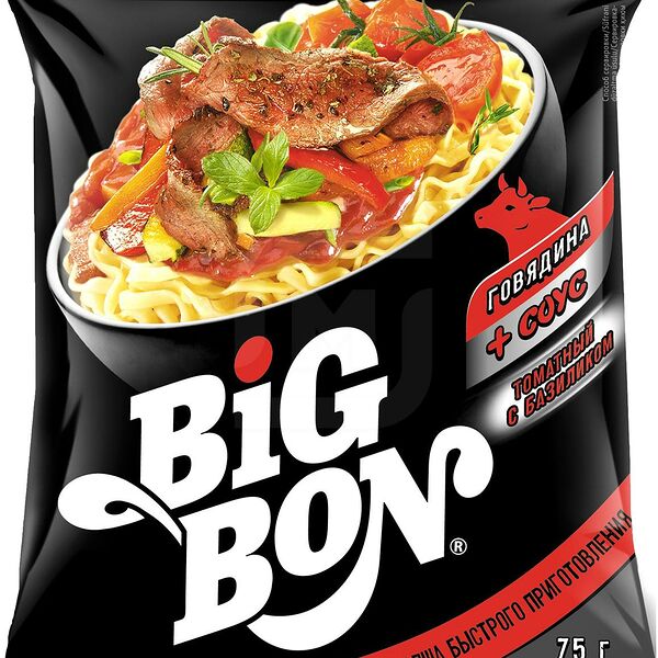 Лапша быстрого приготовления Биг Бон Говядина в Соусе Томат Базилик