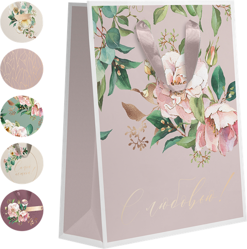 Пакет Пакетико подарочный матовая ламинация LV Цветы 31.5 х 25.5 см в ассортименте