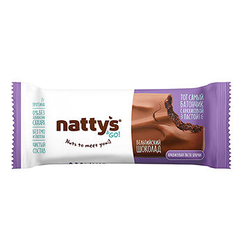 Шоколадный батончик Nattys&Go! Brownie с арахисовой пастой и какао, покрытый молочным шоколадом