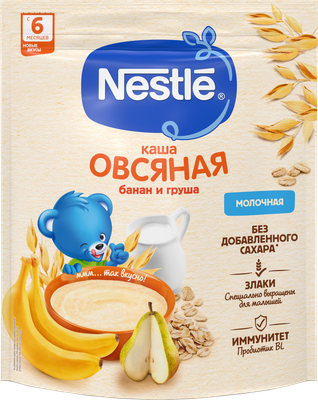 Каша молочная Nestle овсяная с 6 месяцев банан и груша 200 г