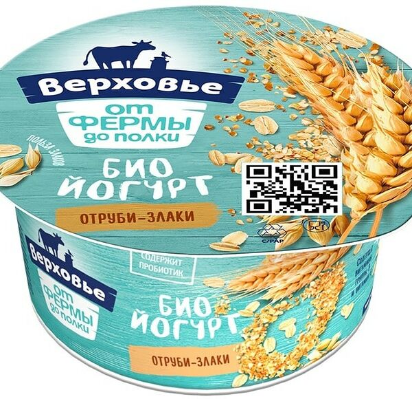 Биойогурт Верховье Отруби-злаки 2.9%, 150г