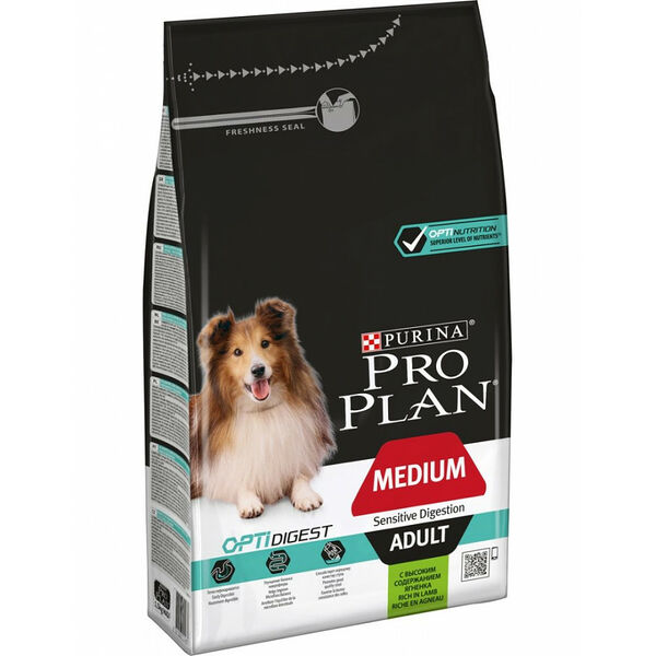 Purina Pro plan Сухой корм Pro Plan для взрослых собак средних пород с чувствительным пищеварением, с высоким содержанием ягненка 3 кг
