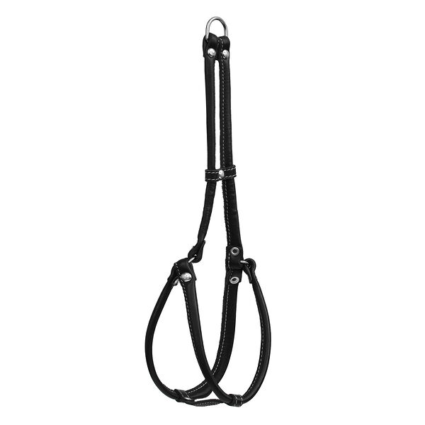 Dono Della шлейка кожаная круглая с затяжкой 25-33 см., Обсидиан