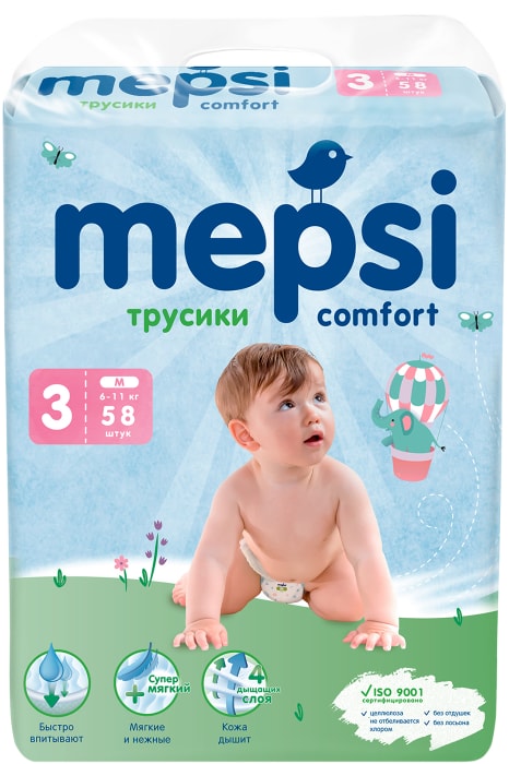 

Трусики-подгузники Mepsi р. М 6-11 кг 58 шт.