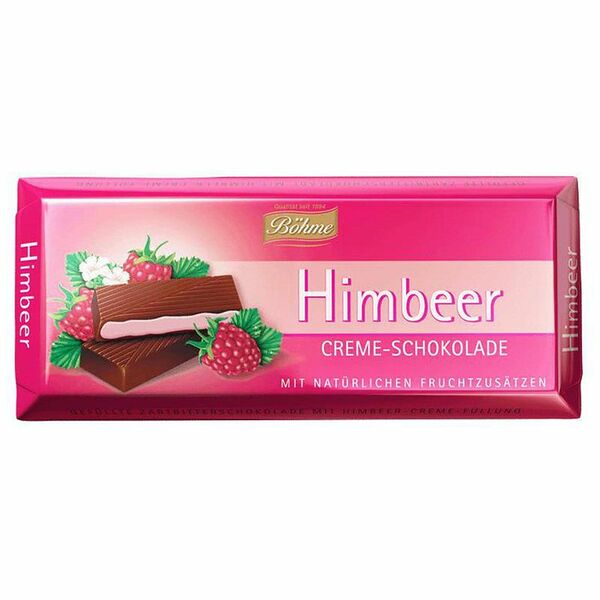 Шоколад тёмный Bohme с малиновой начинкой 62%, 100г