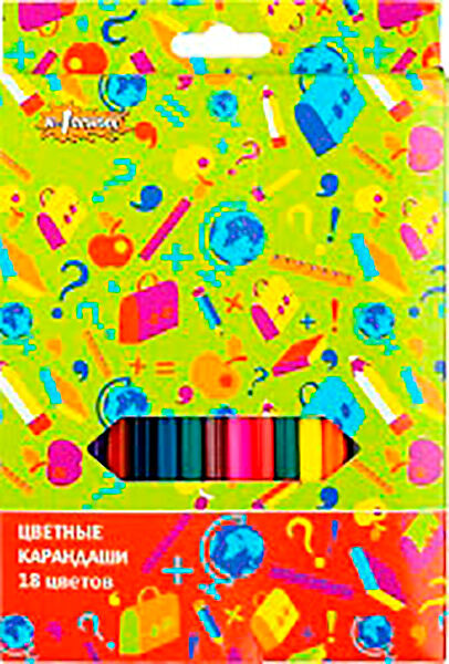 Набор цветных карандашей Отличник Комус 18 цветов