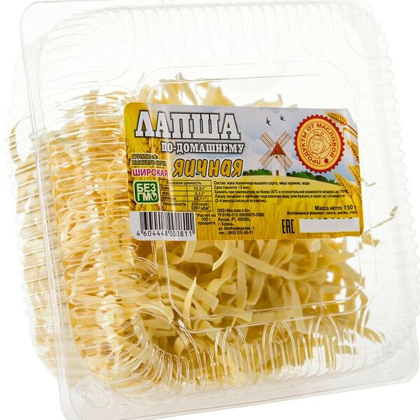 Лапша Продукты от Масловой По-домашнему яичная широкая 150г