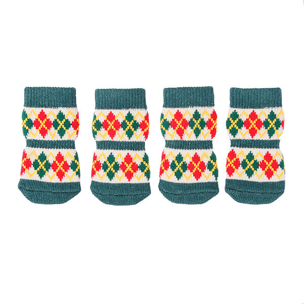 Носки для собак с узором M зеленый 