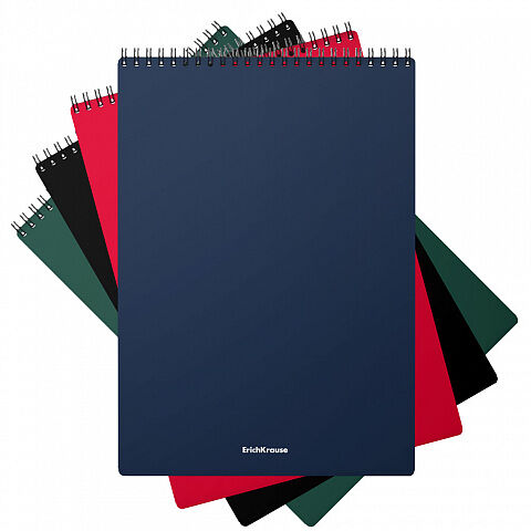 Блокнот А6 60л с пласт.обложкой на спирали ErichKrause Classic, ассорти, клетка 49674