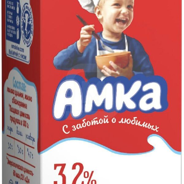 Молоко Амка ультрапастеризованное 3.2% 1л