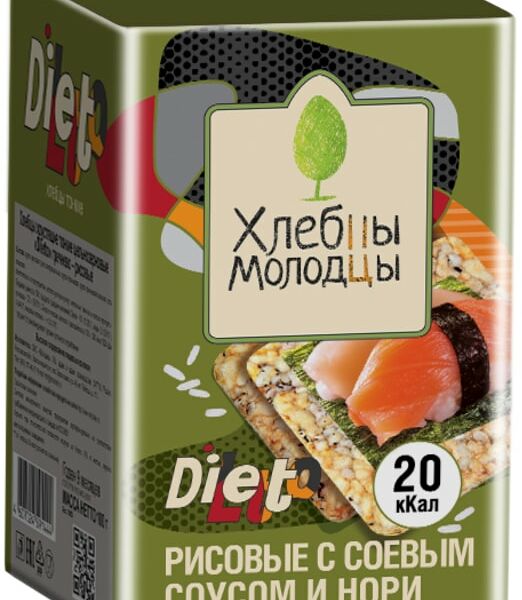 Хлебцы Хлебцы-Молодцы Diletto рисовые с соевым соусом и нори 100г