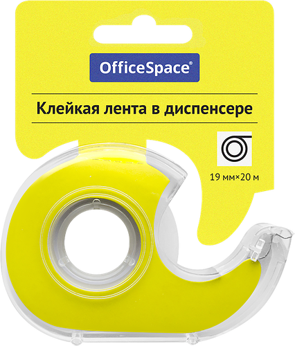 Лента клейкая Officespace прозрачная, 19мм, Арт. 288236, 20м