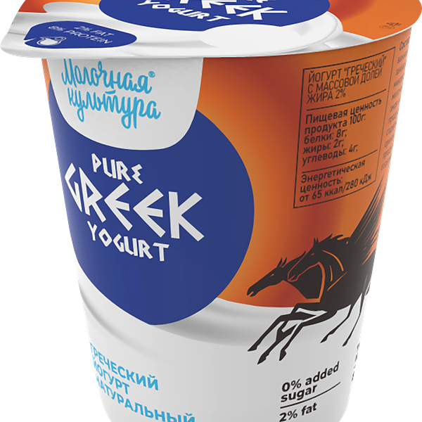 Йогурт МОЛОЧНАЯ КУЛЬТУРА Pure Greek Yogurt 2%, без змж, 260г