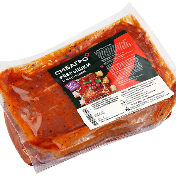 Ребрышки СИБАГРО свиные в маринаде охл в/у кат Б вес до 1.8кг