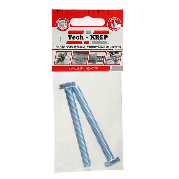 Болт DIN 933 М TECH-KREP, 2шт, 8х100мм, шестигранный, оцинкованный