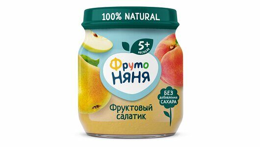 Пюре ФрутоНяня Фруктовый салатик яблоко-груша-персик с 5 месяцев, 100г