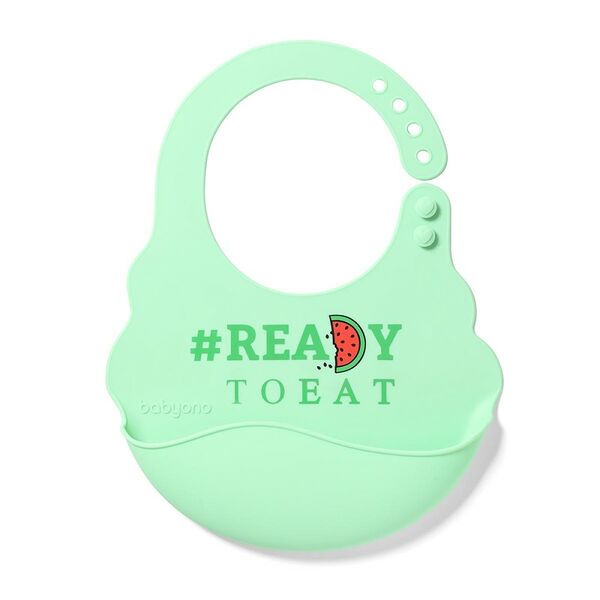 Нагрудник силиконовый с регулируемой застежкой, 6м+, Babyono