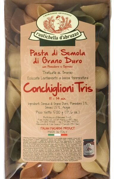 Макаронные изделия Rustichella dAbruzzo Конкильони трис с томатом и шпинатом 500г