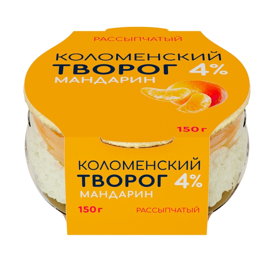 

Творог Коломенский рассыпчатый с наполнителем Мандарин с мдж 4% 150 г