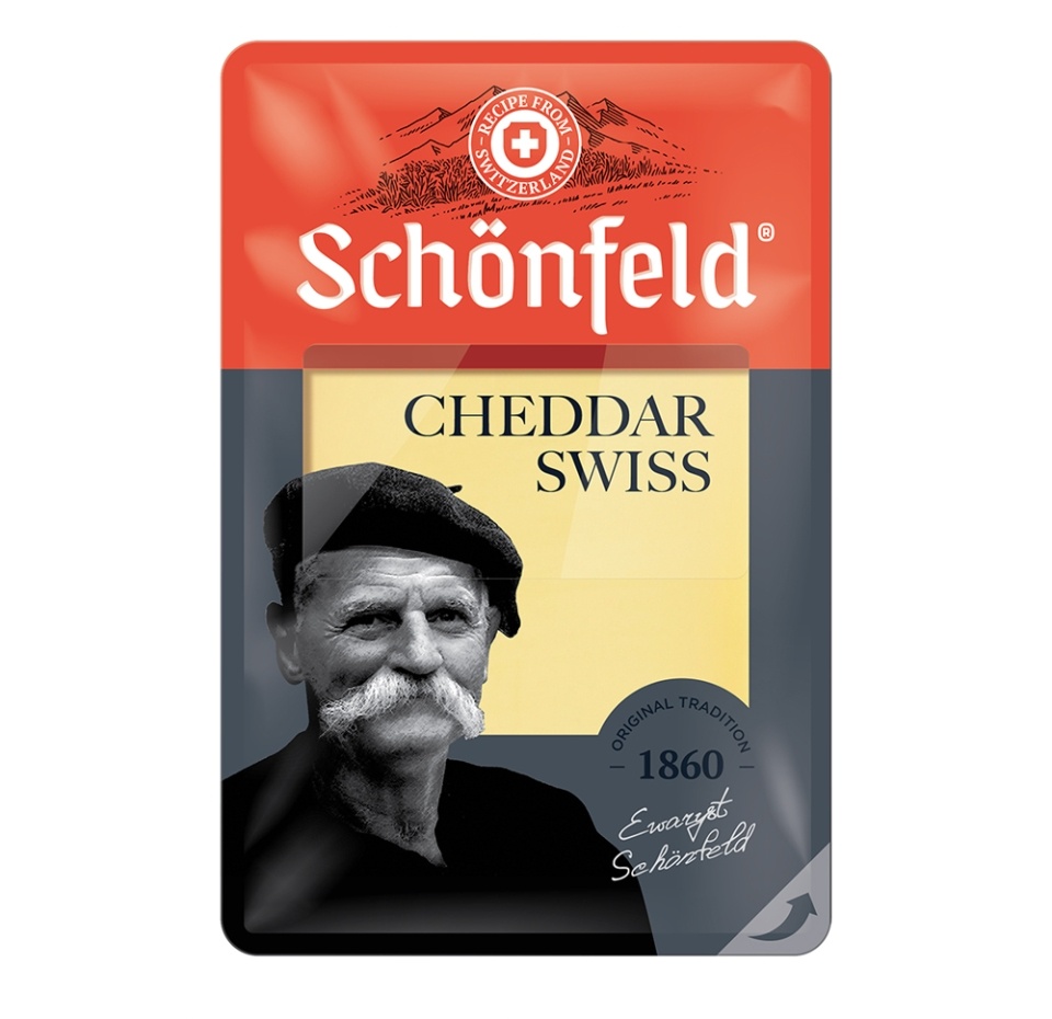 

Сыр полутвердый Schonfeld Swiss Cheddar 53%, 125 г