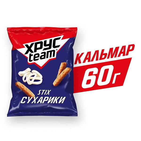Сухарики хруст Хрусteam Stix со вк Кальмара 60г