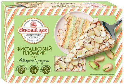 Торт Венский цех Фисташковый пломбир 390 г