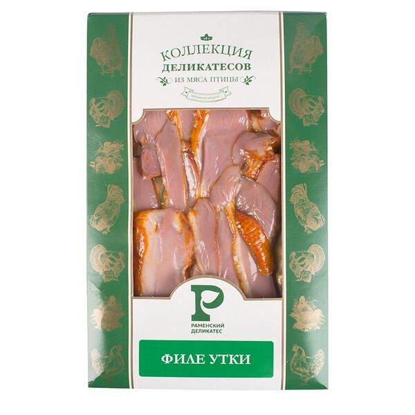 Утка варено-копченая Раменский деликатес филе, нарезка, 150г
