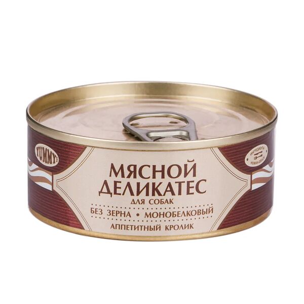 Мясной Деликатес консервы для собак, с натуральным кроликом в желе