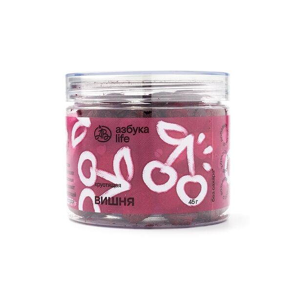 Чипсы ягодные «Азбука life» Вишня сублимированная (без сахара) 45г, Россия