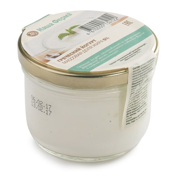 Йогурт греческий натуральный 5%, «Наша Ферма», Тверская область, БЗМЖ